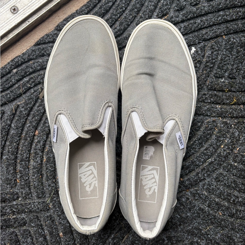 Light Gray Slip On Vans
